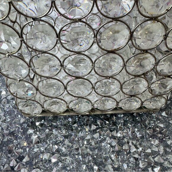 Crystal-Embellished Silver Organizer basket bling diamonds mirror - Picture 5 of 6